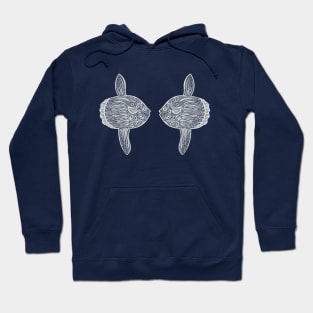 Ocean Sunfish or Mola in Love - cute fish design - dark colors Hoodie